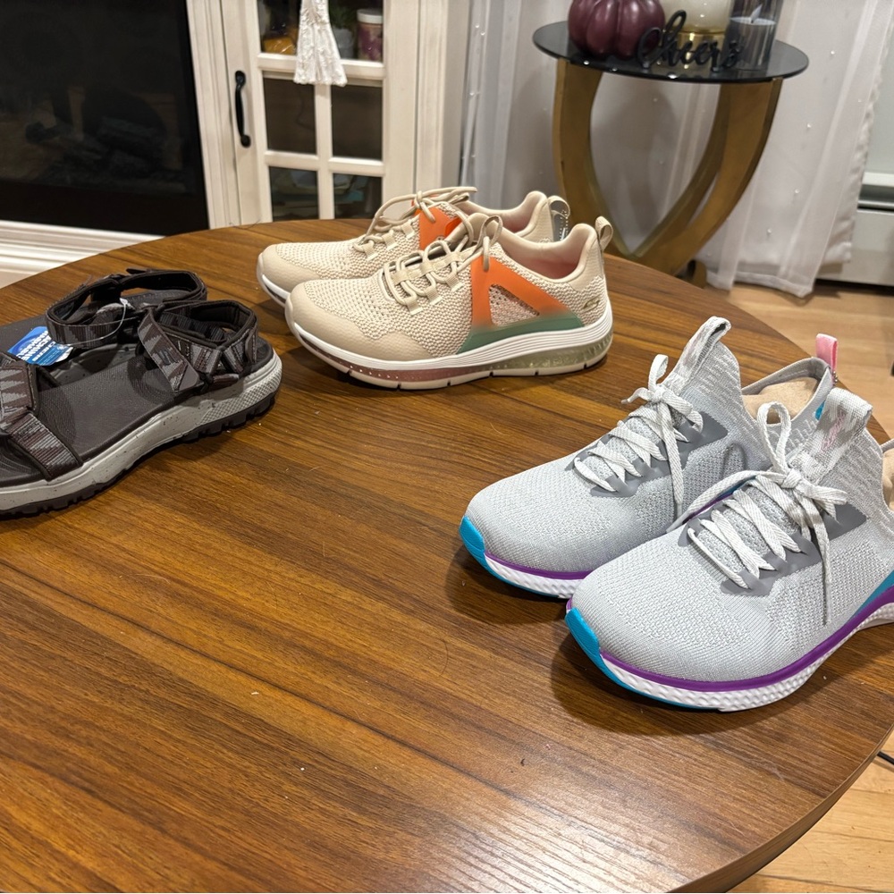 Skechers Beige and Orange Athletic Shoes